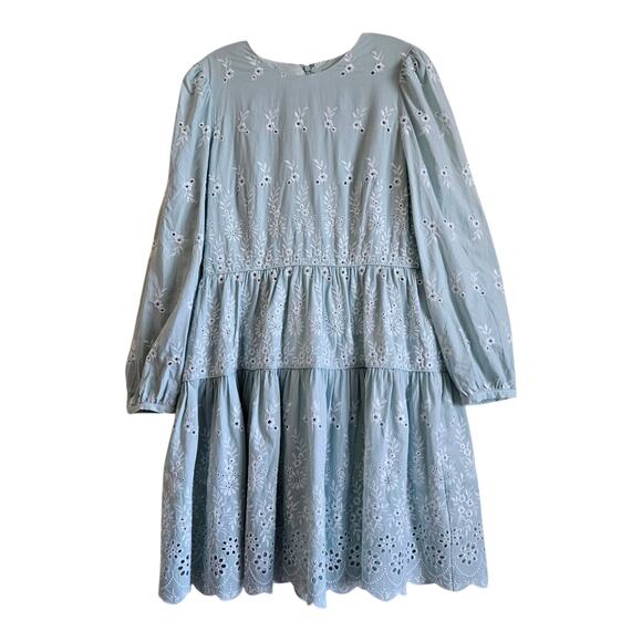 ANTONIO MELANI Women's 14 Born Fifth Dress Foam Green Eyelet Scalloped Lined